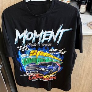 Black Graphic T-Shirt with Colorful Car Design